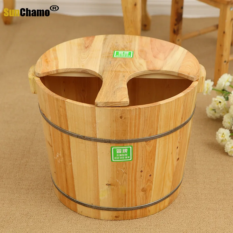 

30cm Massage Solid Wood Foot Bath Spa Pedicure Foot Tub Soaking Feet Washing Footbath Adult Foot Wash Basin Foot Bath Foot Tub