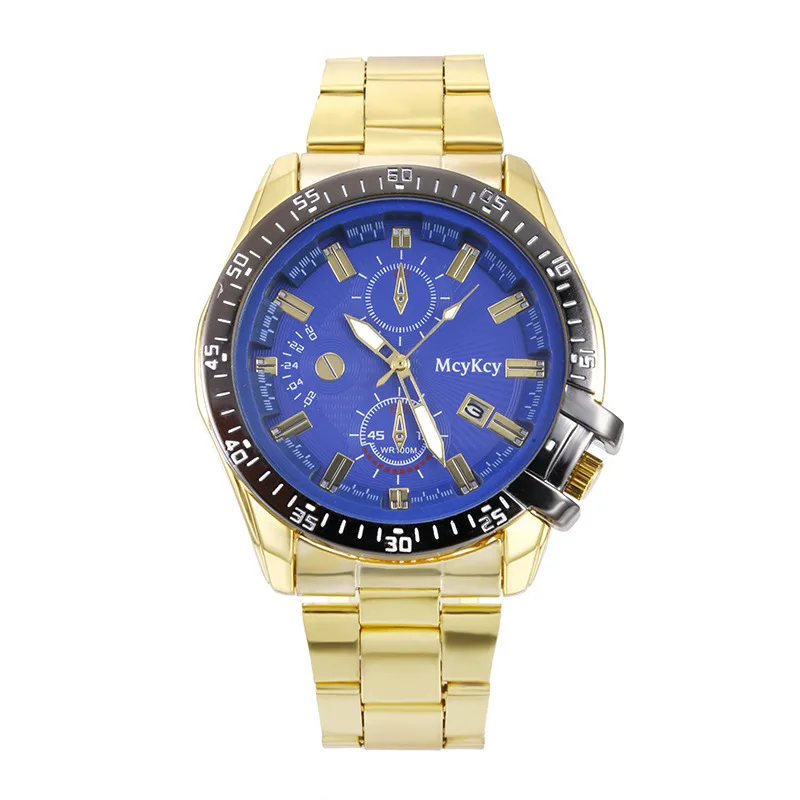 

Fashion Business Quartz Watch Men's Leather Watch Trend Gold Casual Waterproof Gift Clock Date Display Relogio Wrist