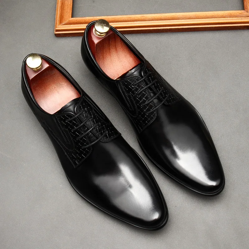 Туфли-оксфорды мужские ручной работы Роскошные на шнуровке заостренный носок