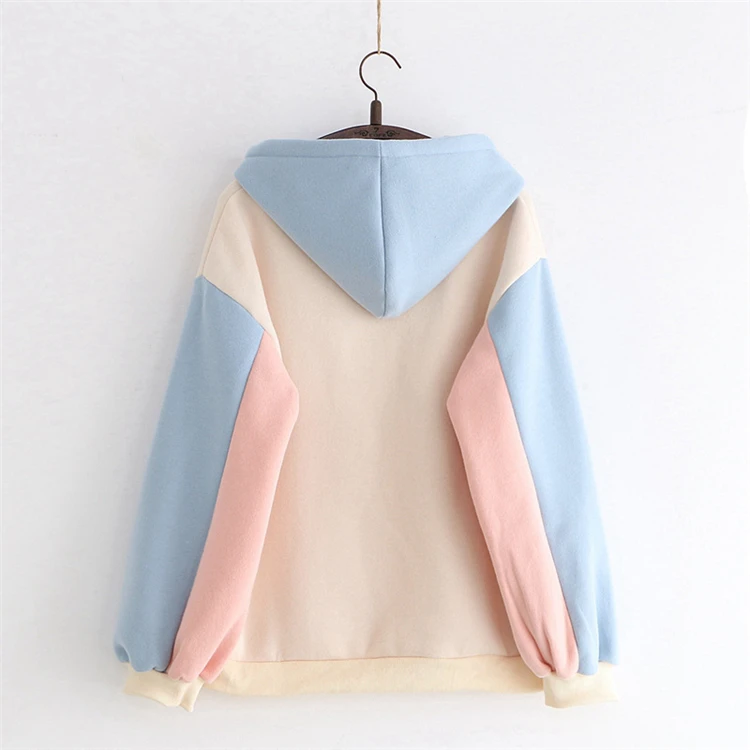 MERRY PRETTY женские толстовки с капюшоном мультфильм кролик лоскутное Harajuku лоскутное толстовки зимние плюс бархат пуловеры