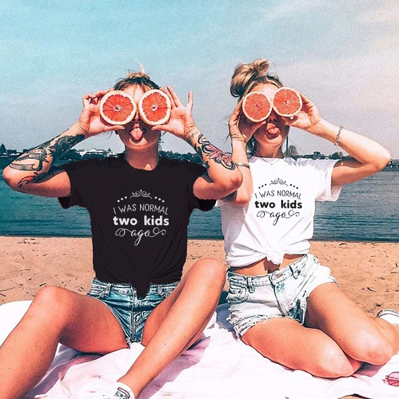 Модная футболка с надписью I Was Normal Two Kids Ago Для женщин Harajuku винтажные эстетические