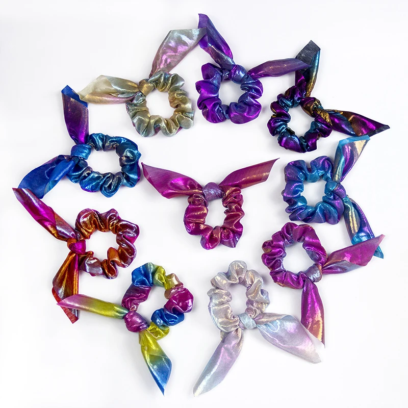Модные аксессуары для волос женские резинки блестящие банты с блестками