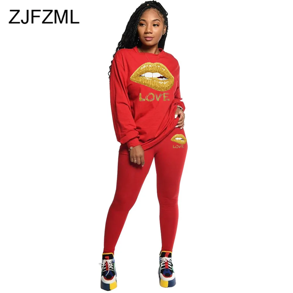 

Спортивный тренировочный Женский комплект, женская одежда, свитшот с длинным рукавом и надписью рот и облегающие леггинсы-карандаш, спорти...