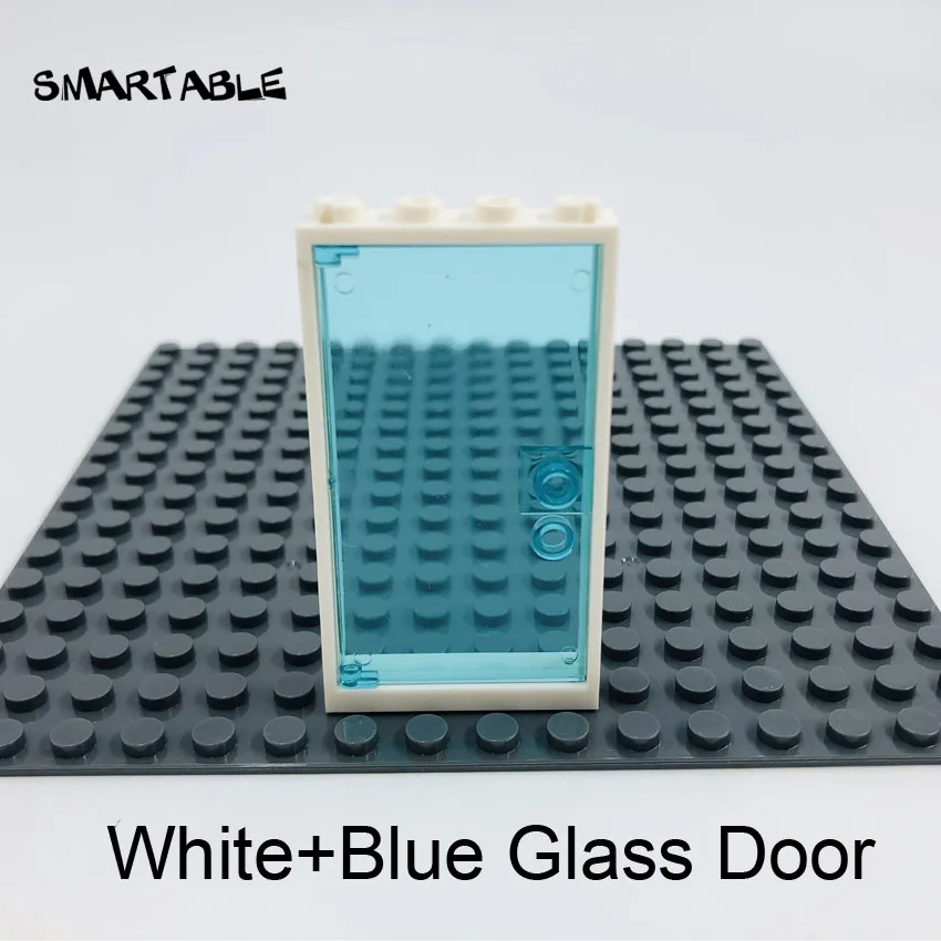 White with Blue Door Умная оконная дверная рама 1x4x6 строительные блоки MOC части со стеклянными игрушками для детей дом совместим все бренды город 20 шт./лот - Цвет: White with Blue Door
