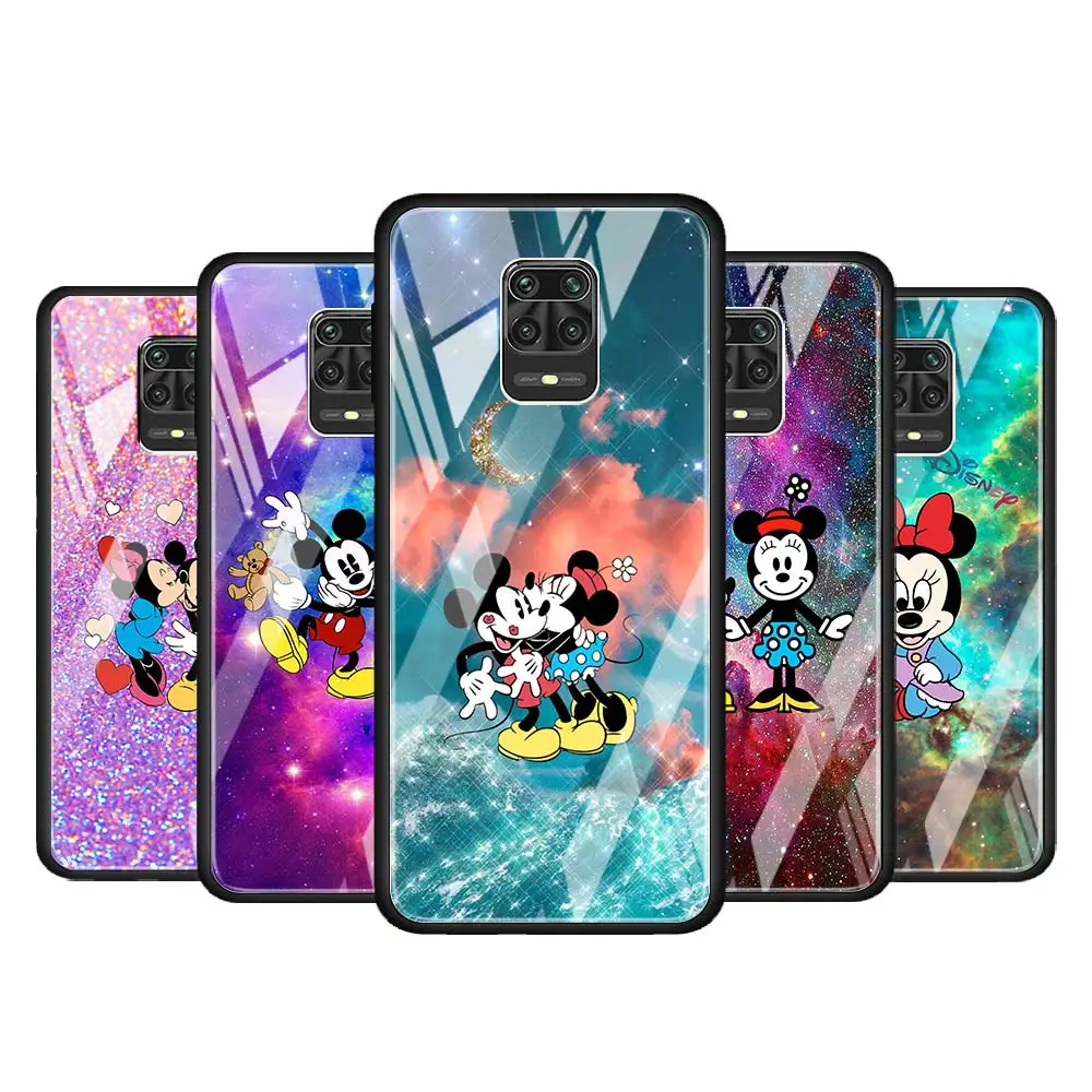 

Mickey Minnie colorful for Xiaomi Redmi Note 10 Pro Max 10S 9T 9S 9 8T 8 7 Pro 5G Luxury Tempered Glass Phone Case Cover