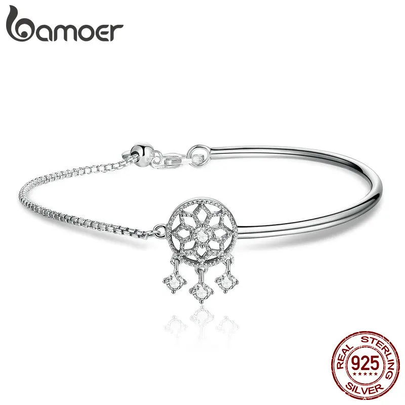 BAMOER, классика, серебро 925 пробы, Ловец снов, Круглый Круг, цепочка, браслеты для женщин, Стерлинговое Серебро, ювелирное изделие SCB116