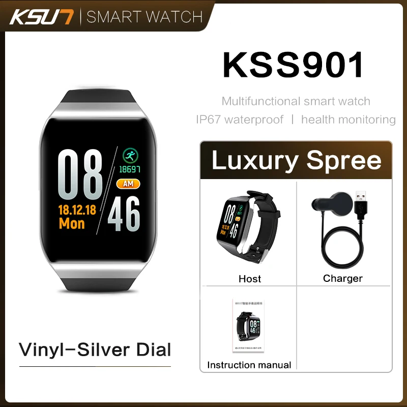 KSS901-S KSUN KS58 Смарт Браслет с монитор сердечного ритма ЭКГ крови Давление IP68 Фитнес трекер Wrisatband Смарт-часы - Цвет: KSS901-S