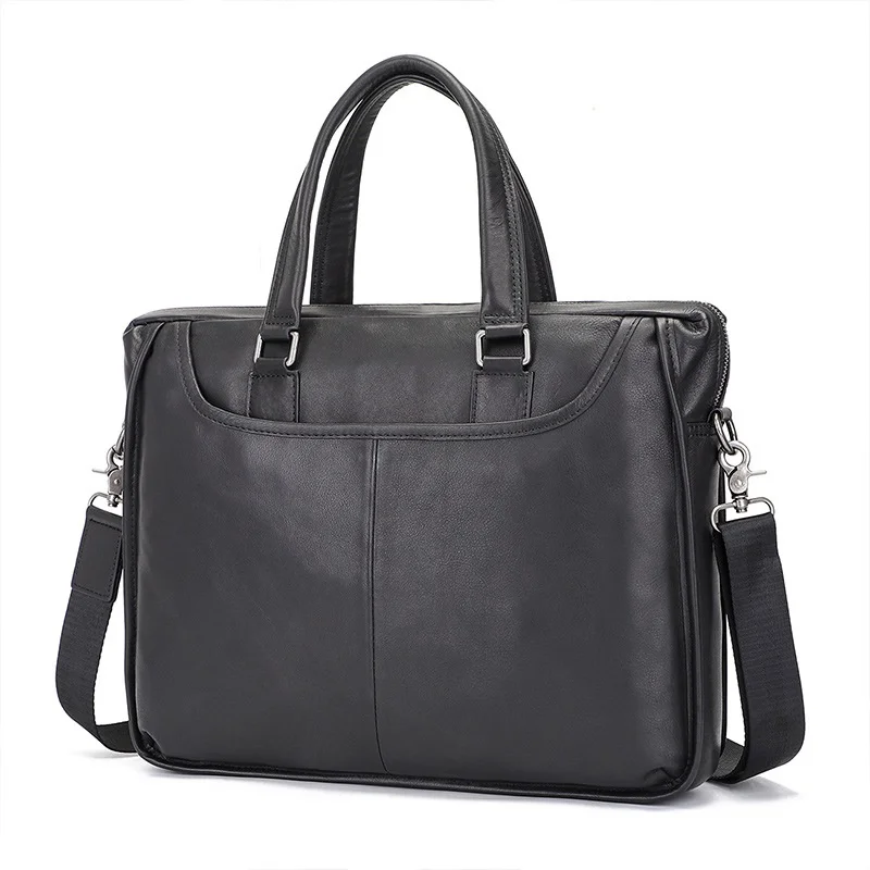 

Men's Briefcase Real Leather Business Travel Hand Casual Bags Male Shoulder 14" Laptop Crossbody Briefcases File Bag