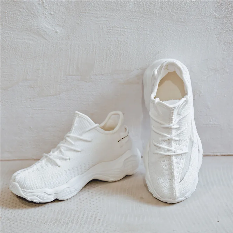 Для женщин из сетчатого материала 350 модные носки обувь Flyknit большой Размеры