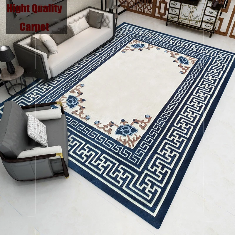 

New Chinese Light Luxury Living Room Carpet Wool Blended Rug High Quality Thickening Encryption Bedroom Coffee Table Floor Mat