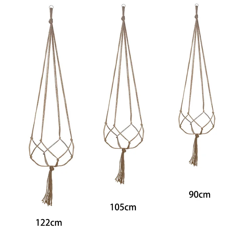 

Макраме ручной работы, подвесная корзина для цветов, веревка с узелком, вешалка для цветов, для стен, дома, двери, балкона, двора, сада, Декор