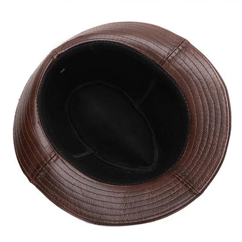 SHALUOTAOTAO Trend Genuine Leather Hat For Men Autumn Winter Fashion Quality Cowhide Fedoras Elegant Panama Sombrero Jazz Hats