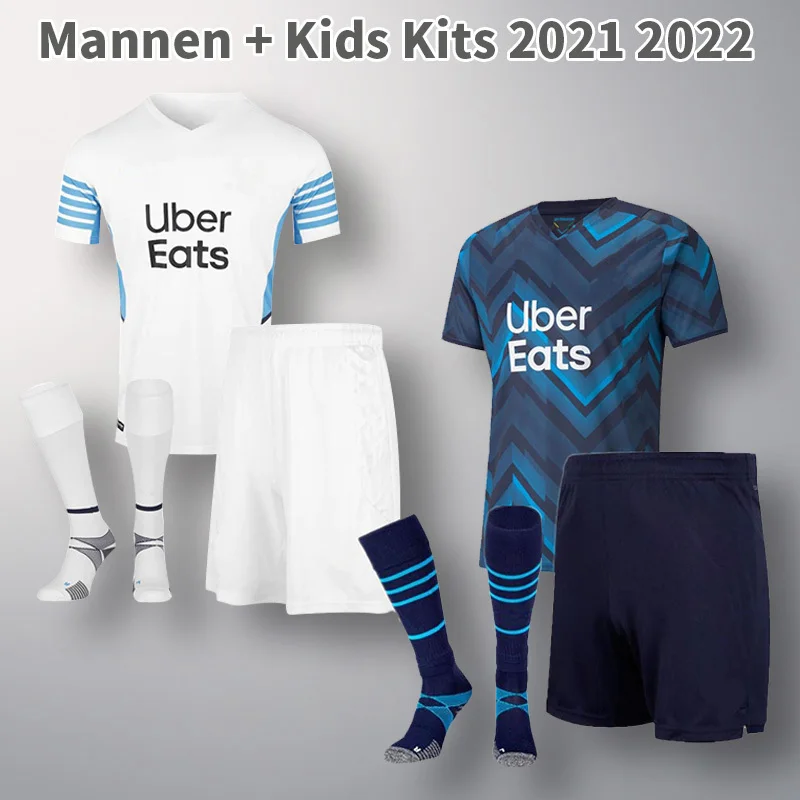 

2021 2022 Marseille Soccer Jerseys Men + Kids Kits Olympique De THAUVIN PAYET Maillot De Foot BENEDETTO KAMARA OM Football Shirt