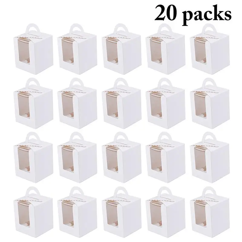 20pcs Мини печенье конфеты коробка одиночная коробка Маффин Портативный Розовый Окно кекс коробка мусс грязь бутылочка для десерта упаковка чашка дети подарок - Цвет: 20pcs