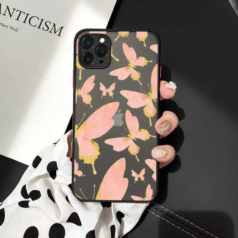 

Lovebay Butterfly Glitter Phone Cases matte transparent For iphone 7 8 11 12 plus mini x xs xr pro max cover