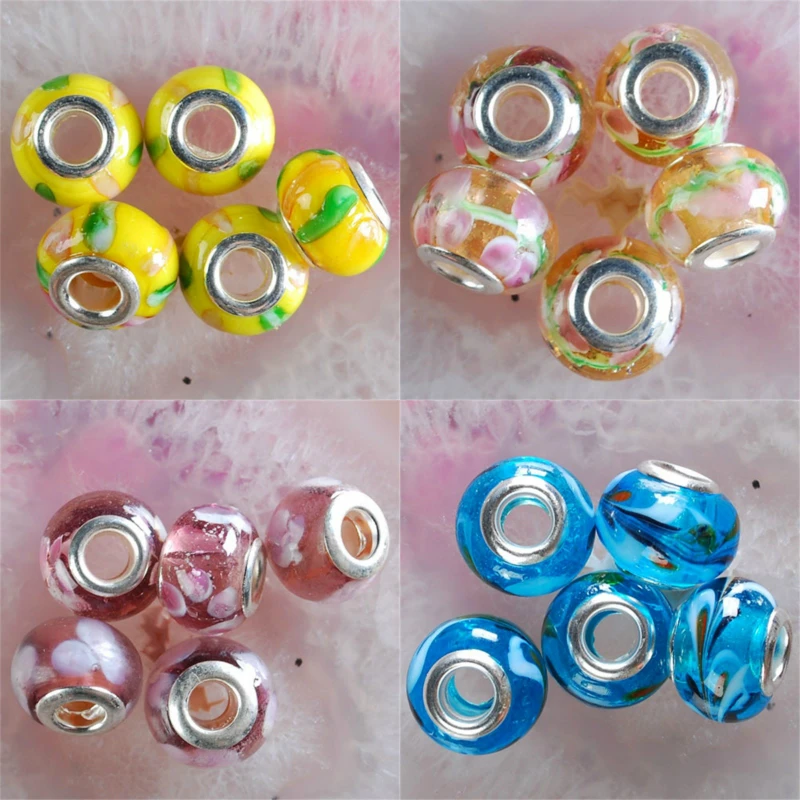 

5Pcs 10x13mm Lampwork Glass Beads Spacer Loose Bead For Jewelry Making DIY Necklace Bracelet Design Charms Accessories