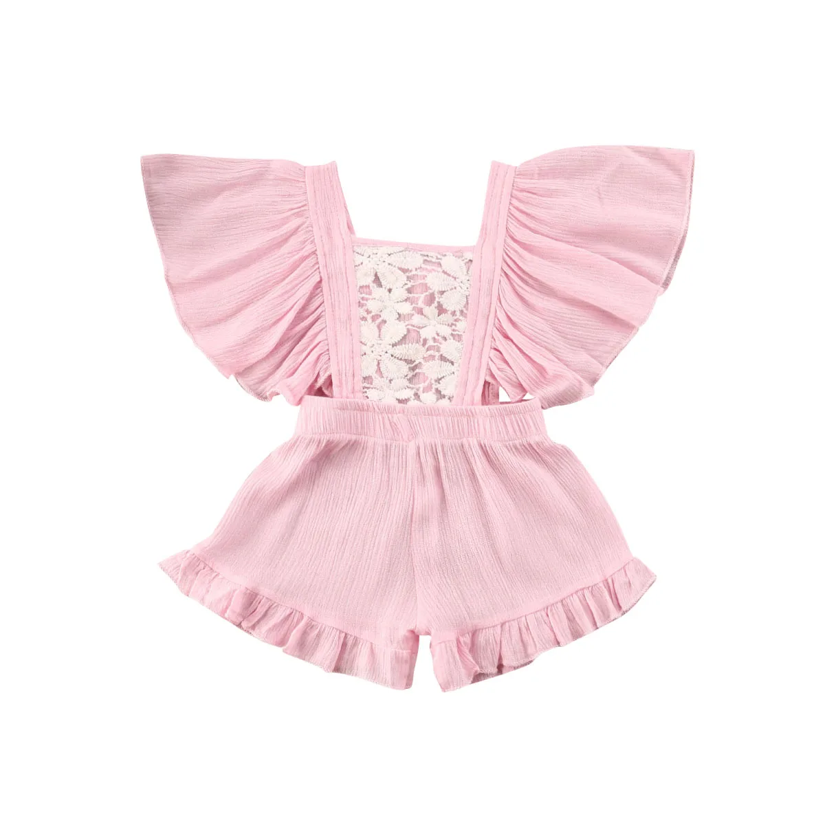 

2020 новые летние для маленьких детей для маленьких девочек, с кружевными оборочками, домашний костюм-ромпер без рукавов с Детские Комбинезон...