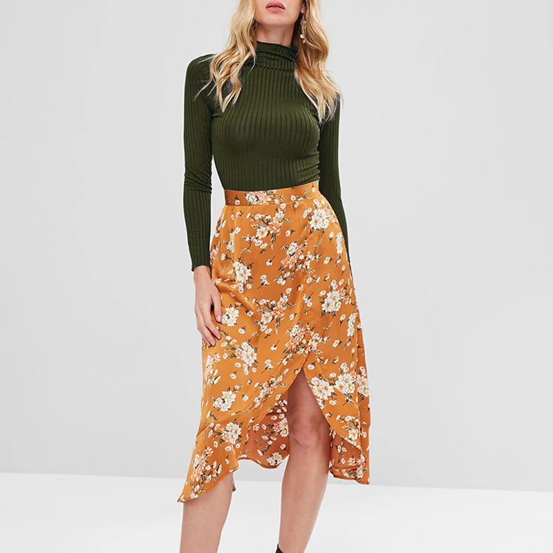 

Women Long Sleeve Solid Color Knitting Slim Crop Top for Autumn Winter Party TC21