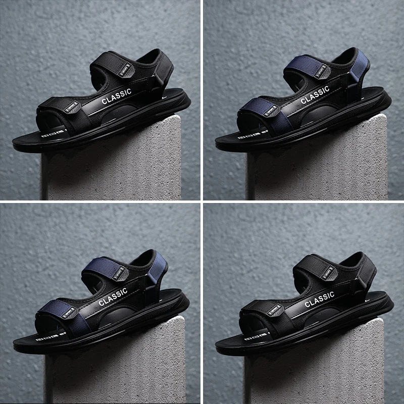 Сандалии мужские на липучке модные Водонепроницаемые босоножки Повседневная