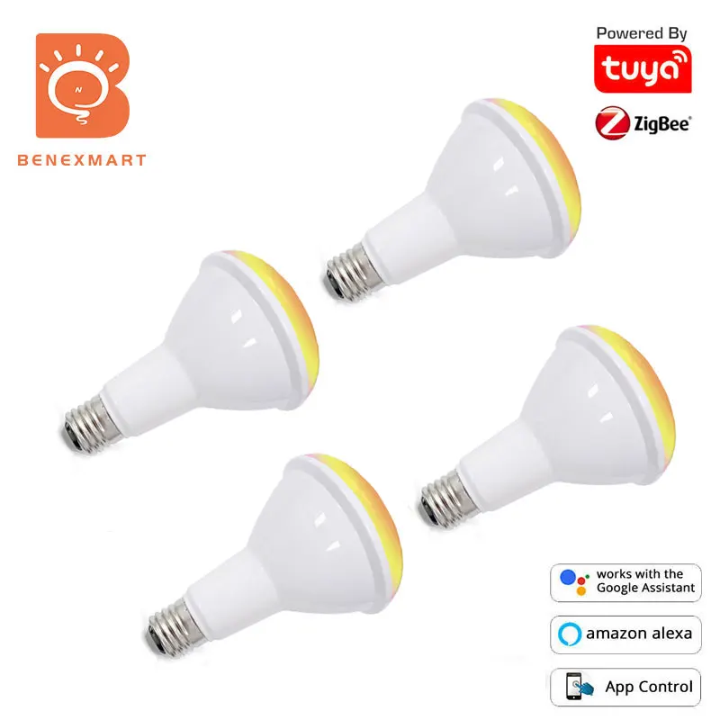 Benexmart 4pcs Bulb Tuya Zigbee 3.0 Smart RGBCW BR30 LED Lig
