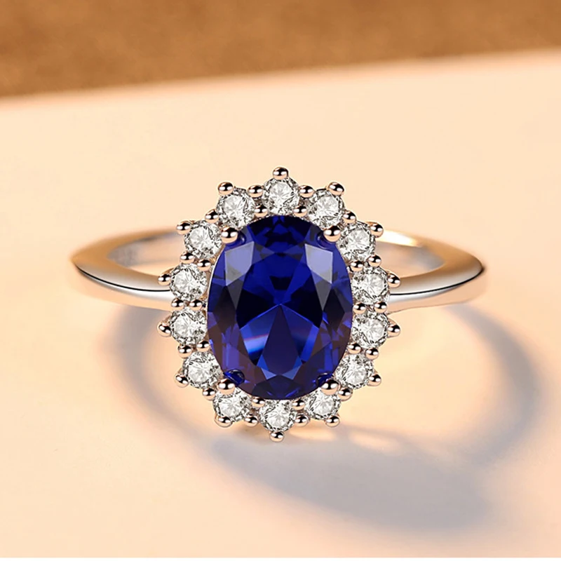 

Sapphire 925 Sterling Silver Rings for Women Gemstone Silver Rings 925 Ladies Engagement Rings Sterling Silver Princess Jewel