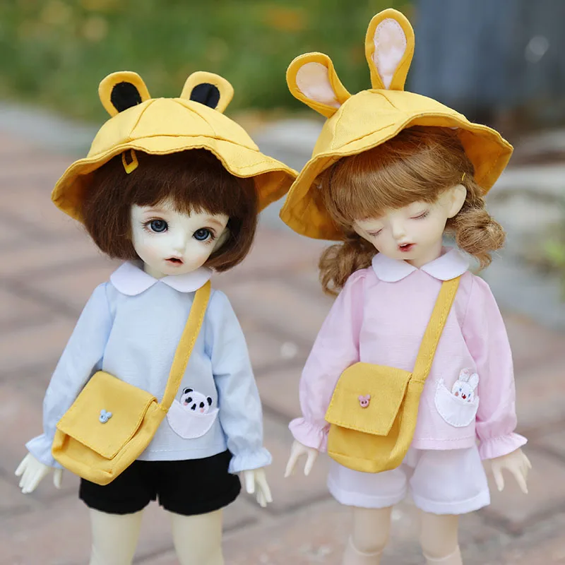 Одежда для кукол YOSD SD BJD 1/6 4 шт. = рубашка + короткие брюки шляпа сумка милая