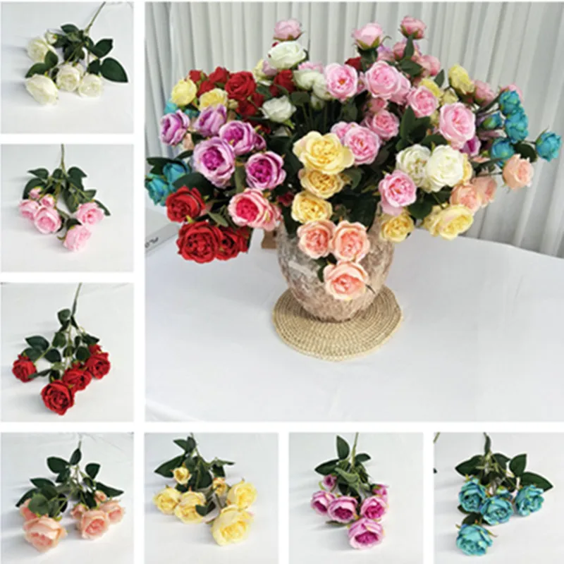 Искусственные пионы с коротким стержнем (6 головок/штука) длина 24 41 дюйма имитация