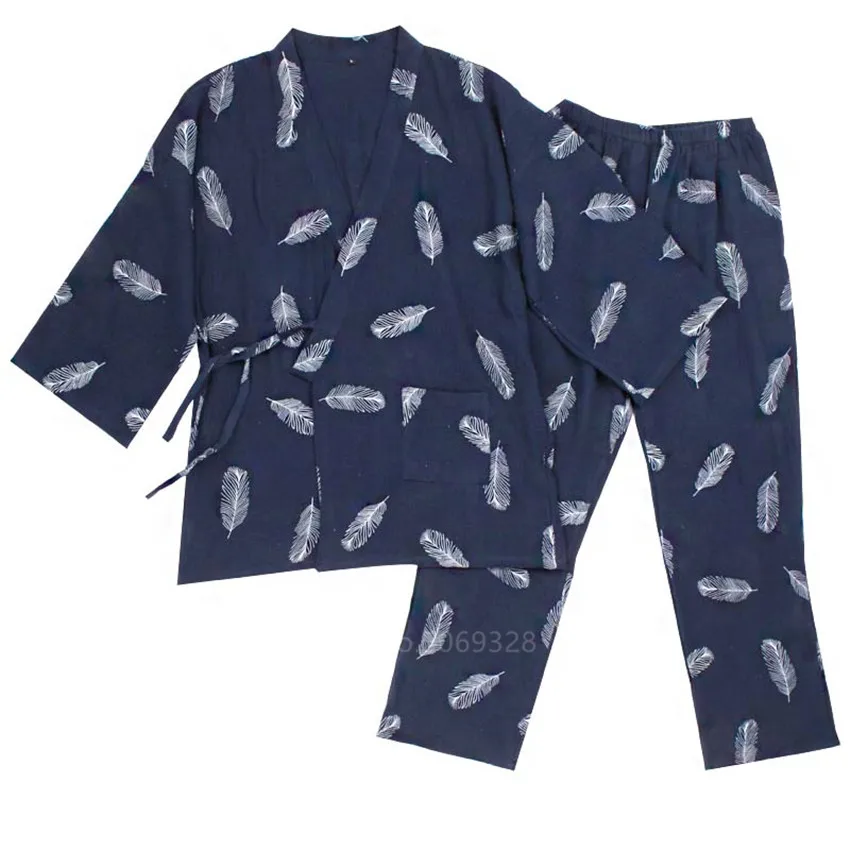 Комплект пижамный мужской из хлопка в японском стиле | Тематическая одежда и