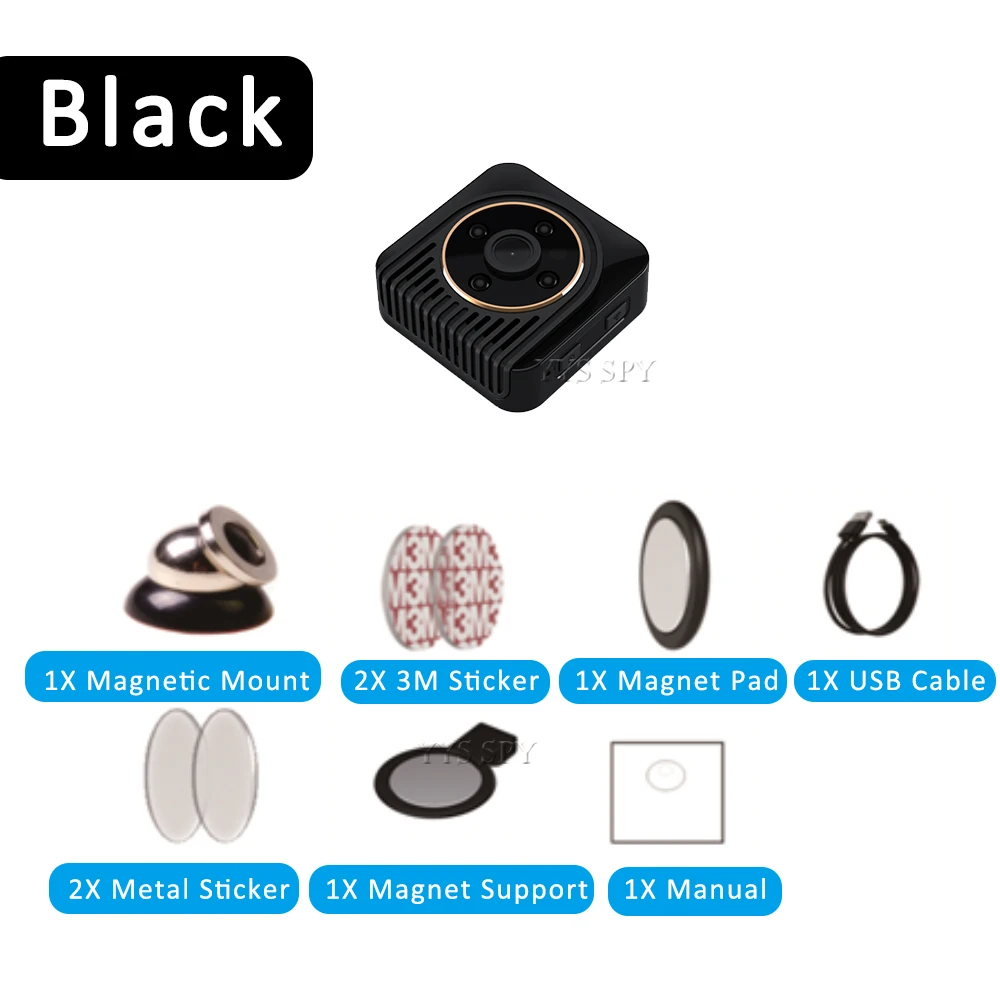 Black H5 Wifi мини камера Магнитная P2P Удаленная микро камера ночного видения датчик движения HD видео Диктофон DV няня, Безопасность видеокамеры - Цвет: Black