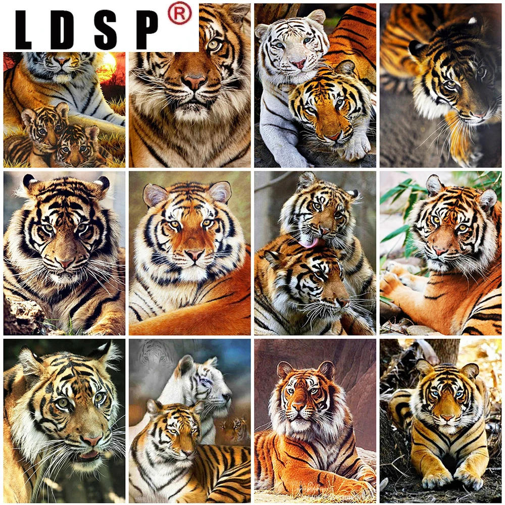 

LDSP Home Decoration 5D DIY Diamond Painting Tiger Full Square Diamond Embroidery Animals Rhinestone Picture Mosaic Sale Gift