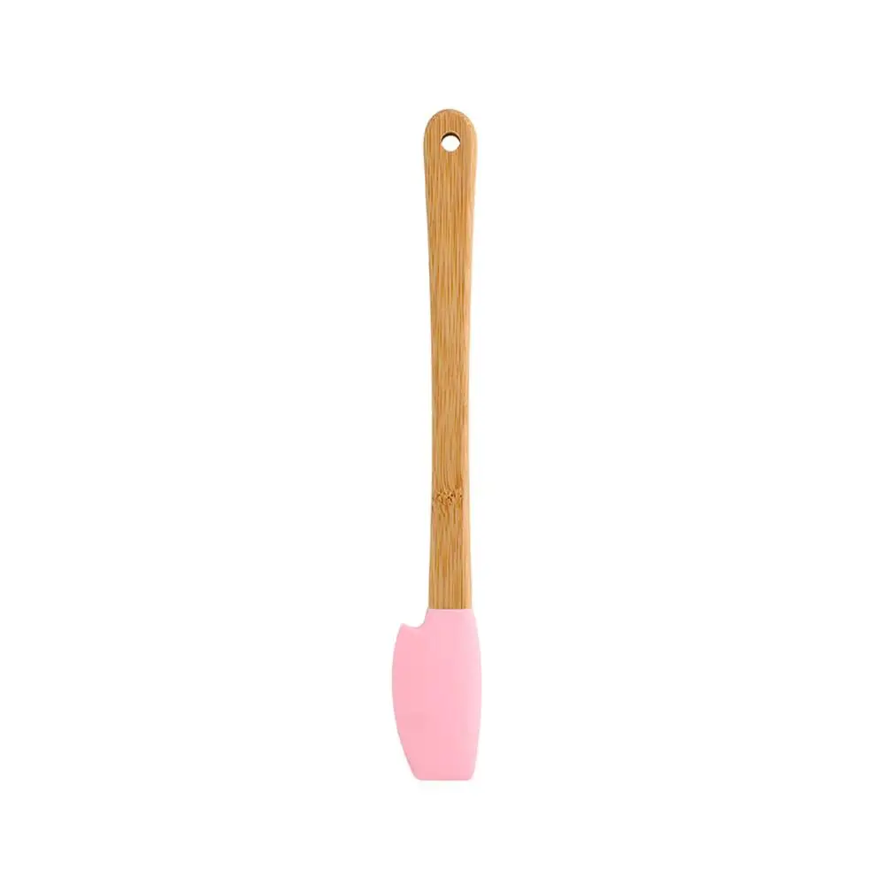 5 Pcs Mini Spatula Spoon Brush Sets Non-stick Silicone Cookware with Wooden Handle Colorful Baking Kitchen Tools |