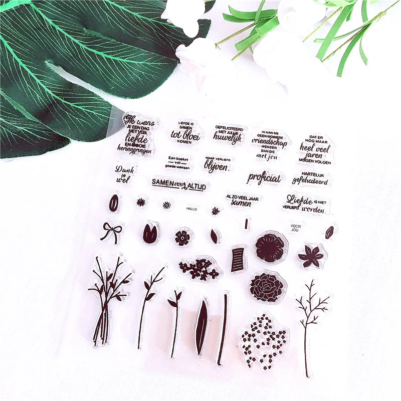 Прозрачные силиконовые штампы 14*14 с голландскими цветами DIY печать для