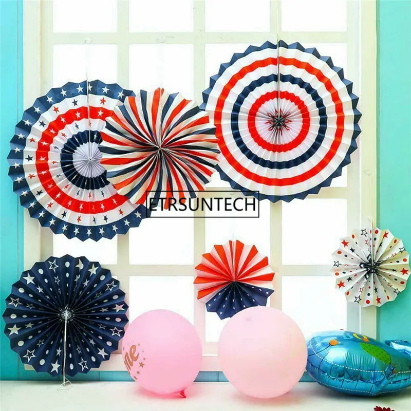 値段 50 セット紙のファン装飾独立記念日祭パーティー文字列フラグバナー紙さまざまなパターンスパイラルリボン装飾