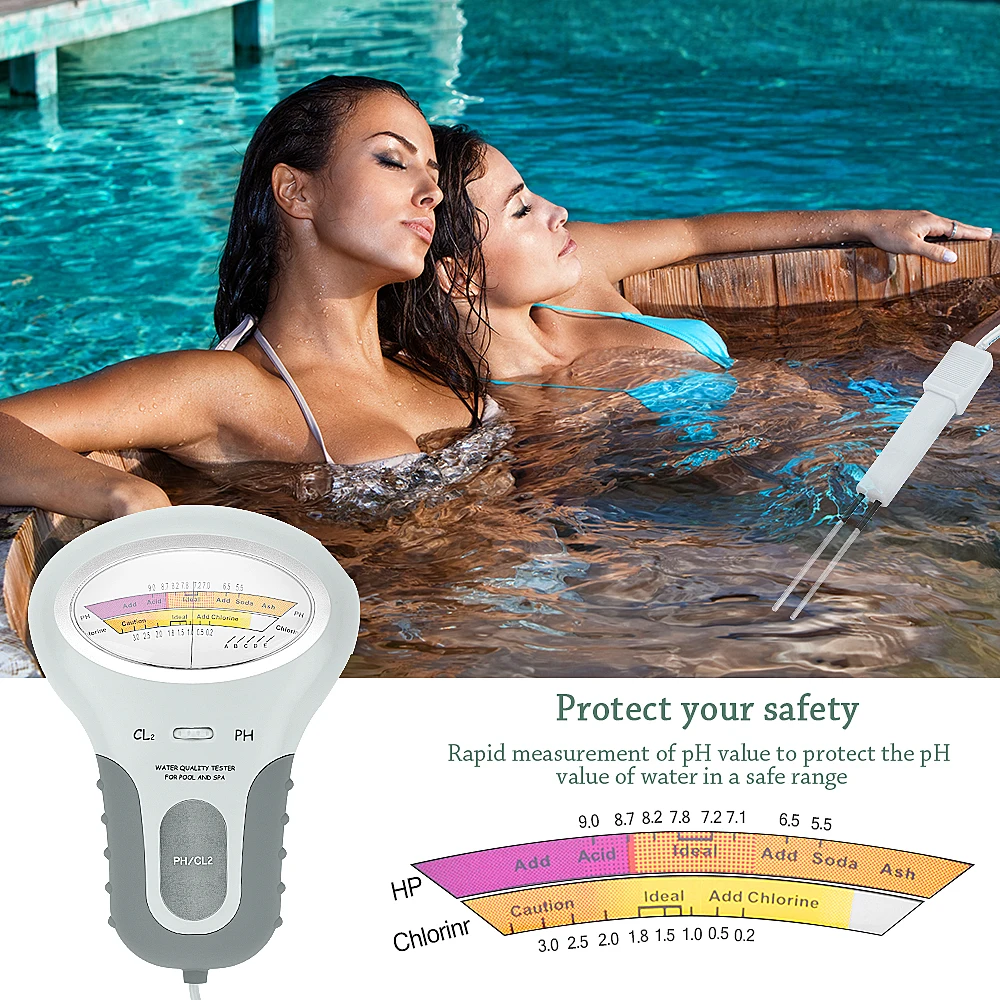 

CL2 Tester 2 In 1 Water Quality PH & Chlorine PC-102 Level Water Quality Testing Device CL2 Measuring For Swimming Pool Aquarium