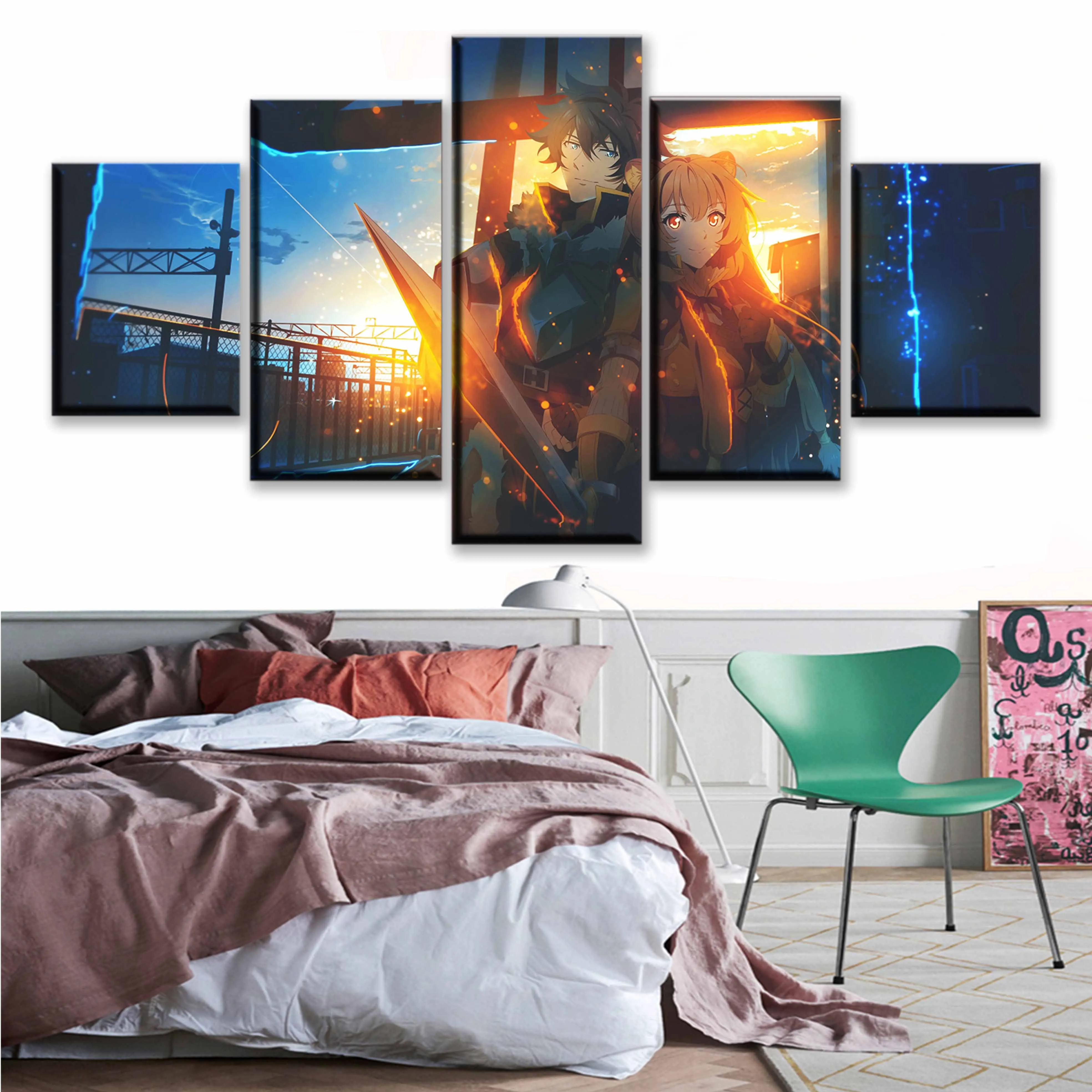 5 панелей восходящий из щита герой трейлер аниме Картина на холсте для гостиной