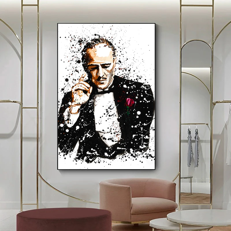 

Classic The Godfather Canvas Painting Wall Art Morden Black and White Movies Star Pictures Print Canvas Painting Home Decor