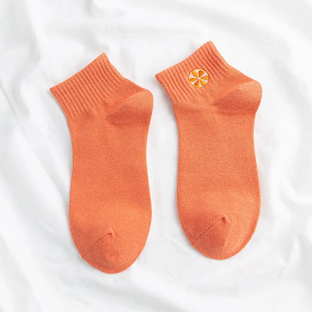 

Hot Rainbow Peach Embroidered Patterned Socks Women Fashion New Summer Harajuku Art Socks Female Funny Short Cotton Ankle Socks