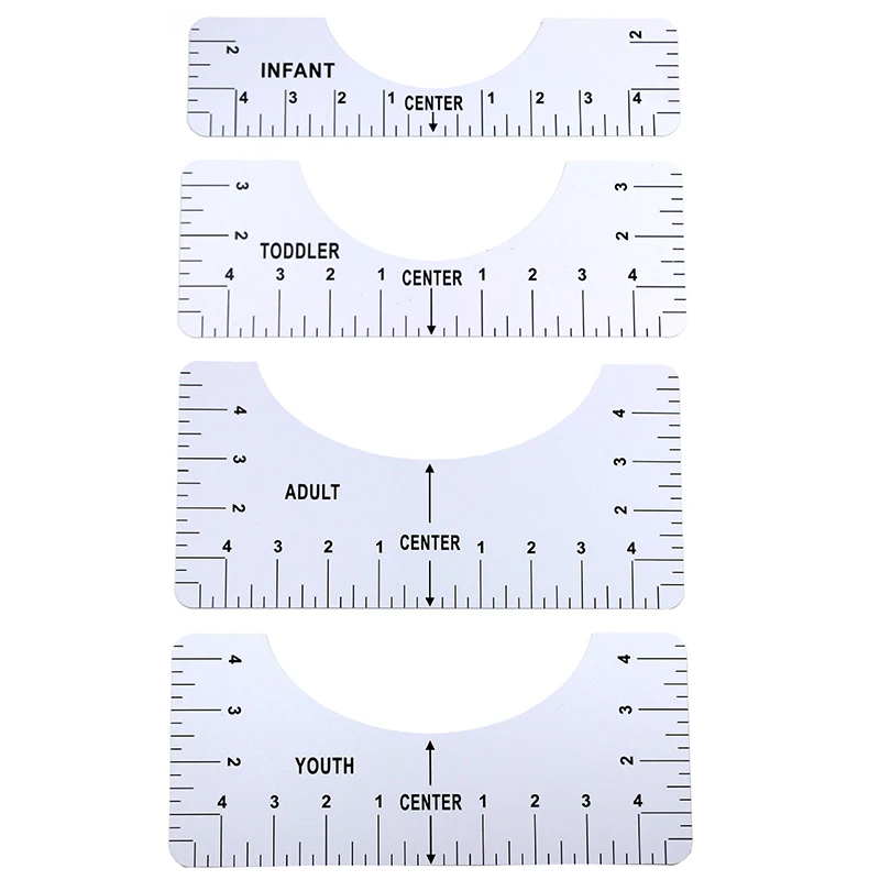

Four-in-one T-shirt guide ruler round neck calibration tool baby and child alignment tool ruler 4 sets