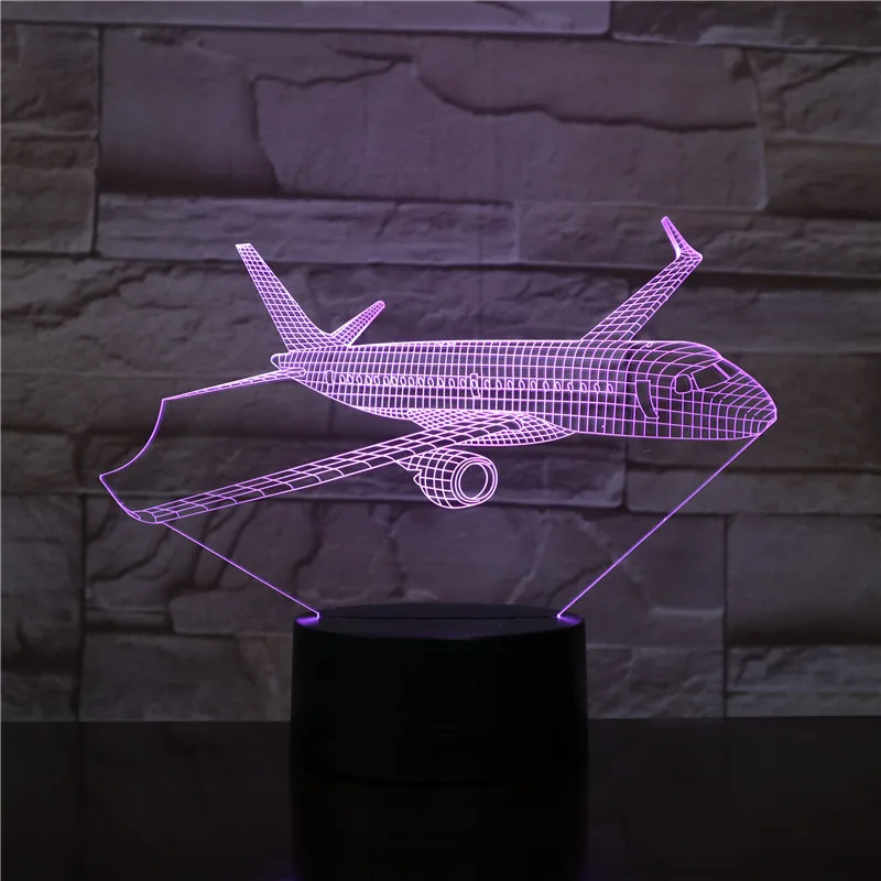 

3D-2009 Airplane Model USB 3d Led Night Light Illusion Lampara Aeroplane Kids Gift Passenger Plane Table Lamp Bedsid