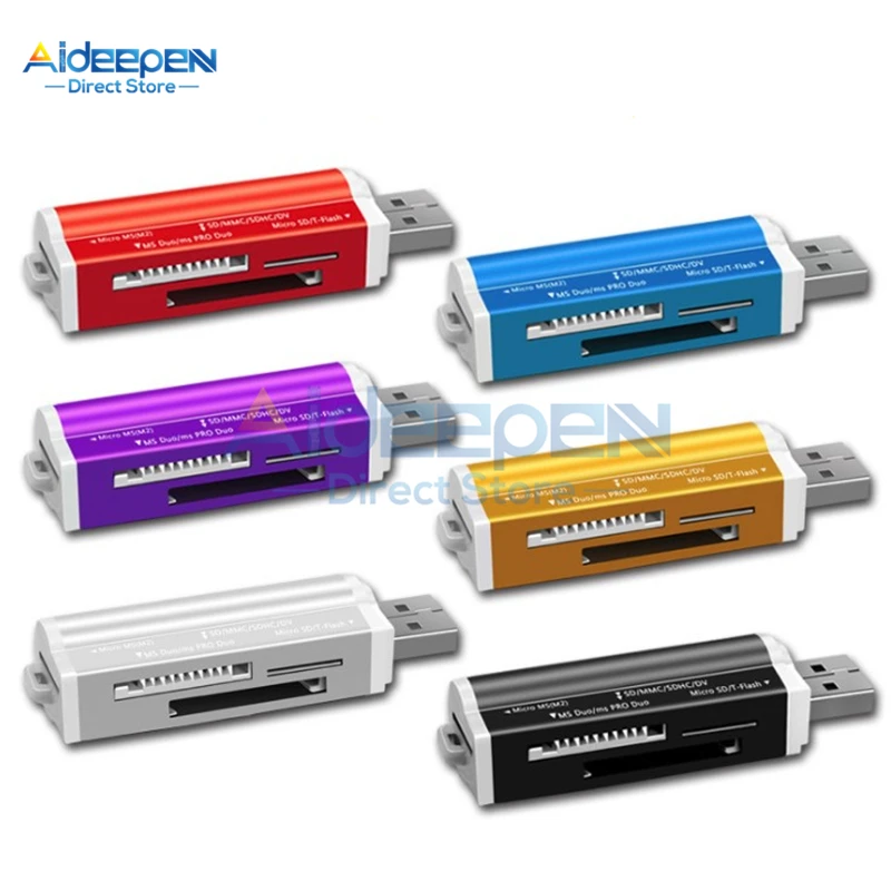 

4 в 1 USB 2,0 Алюминиевый считыватель карта из сплава аксессуары для ноутбука SD/SDHC/Mini SD/MMC/TF Card/MS/SD Ultra/RS-MMC/HS-MMC/MS Pro