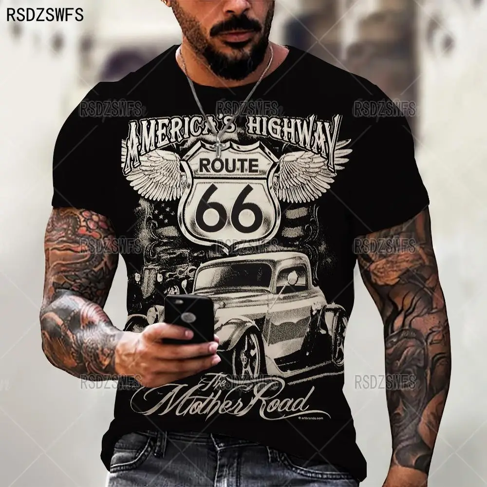 

Summer Street 66 Highway Men T-Shirt 3D Printing Oversized T Shirt Fashion O-Neck Casual Short Sleeve Comfortable Hip Hop Tops
