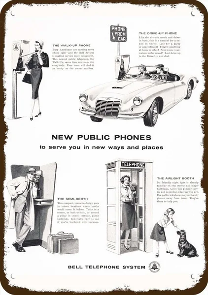 

1960 Bell Telephone Booths Vintage Look Replica Metal Sign Pay Telephone Booth