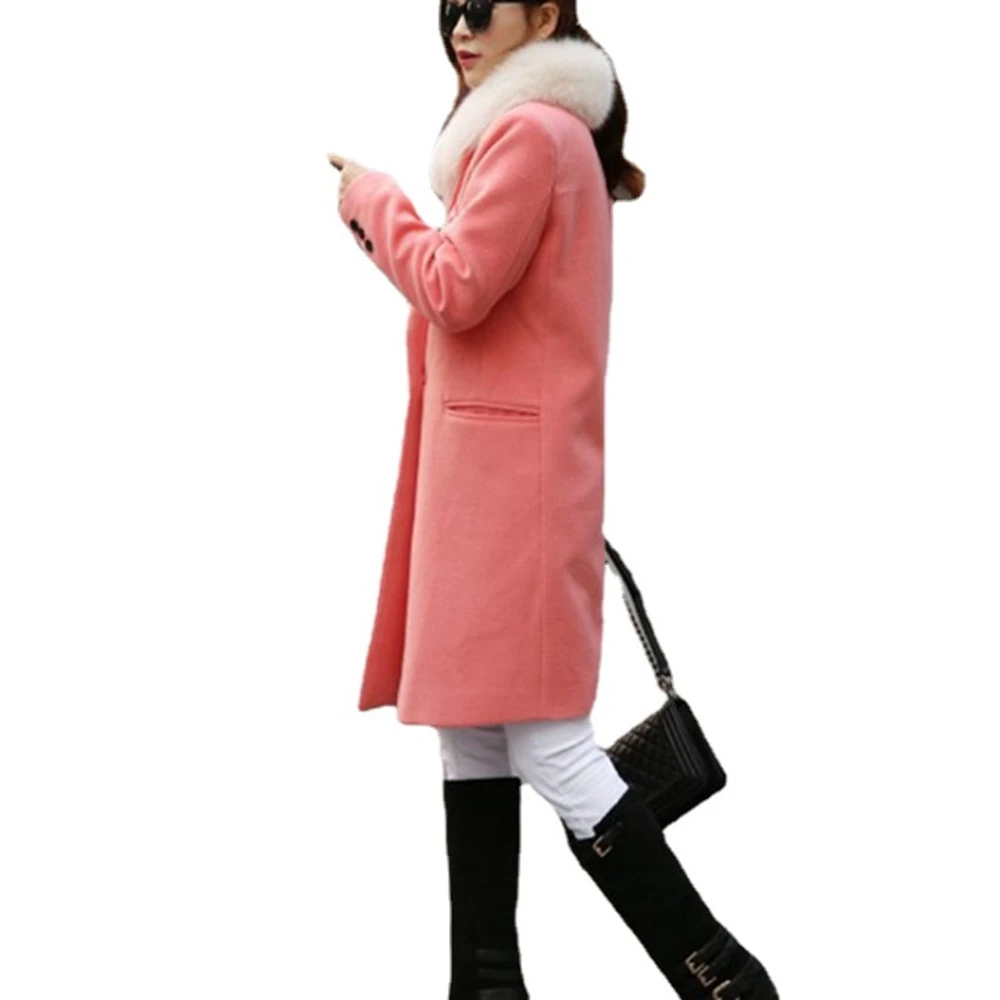 

BACKSTROM Women Double-Sided Woolen Coat European American Tailored Collar Single Button Long Winter Wool Jacket Rose Red Blends