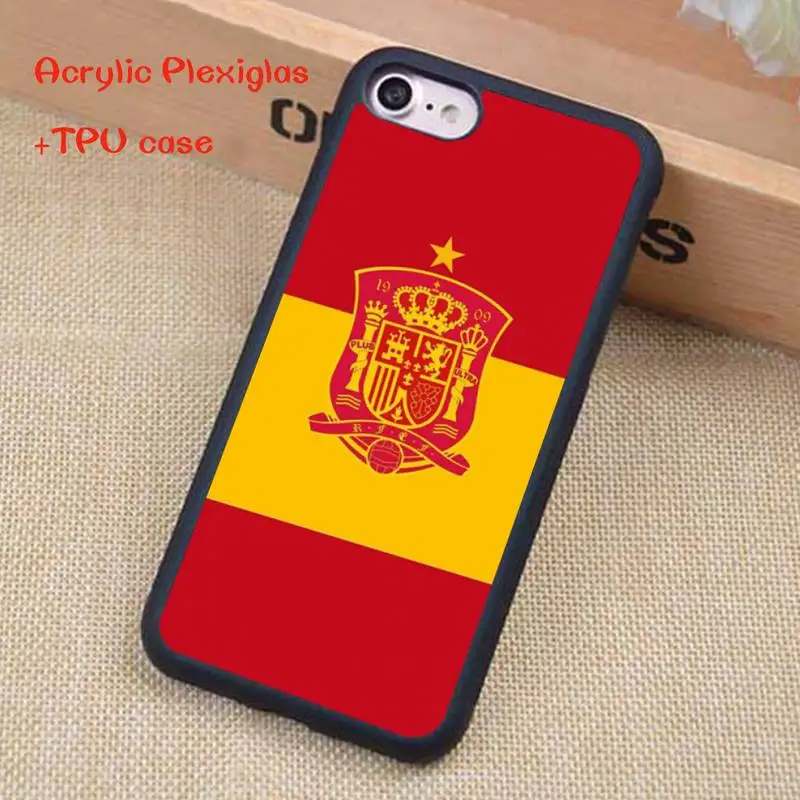 

Spanish flag Bling Phone Case For iphone 11 Pro Max X XR XS SE 2020 6S 7 8 Plus Acrylic Plexiglass TPU