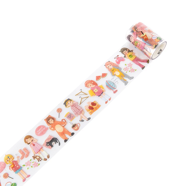 Girl's Life Series transparent Washi Tape Set Japanese PET Stickers Scrapbooking Adhesive Gilding Washitape Kawaii Stationary |