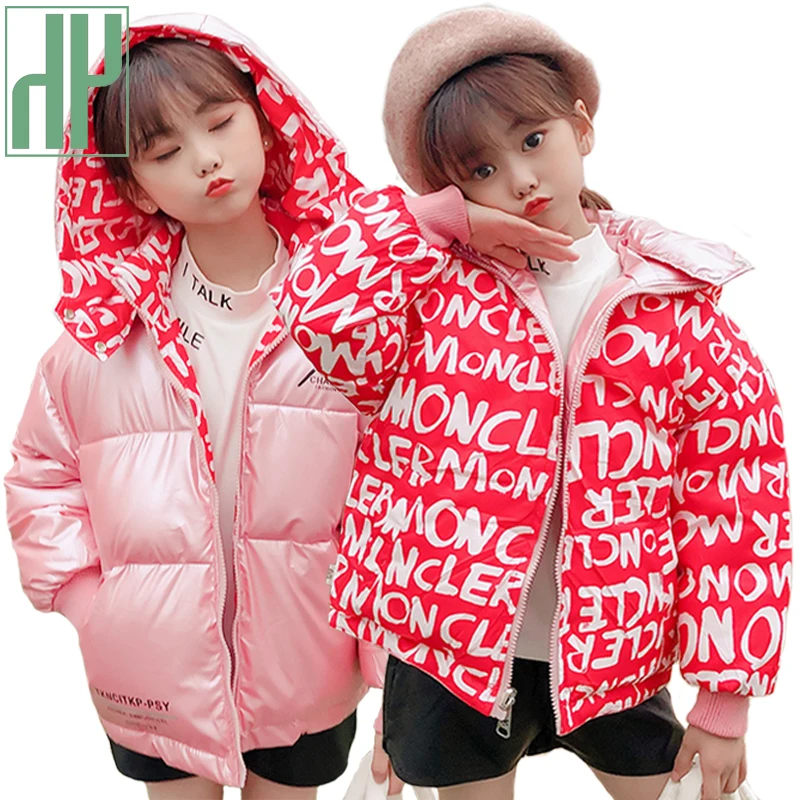 Новая модная зимняя куртка HH для девочек двухстороннее теплое пальто на белом