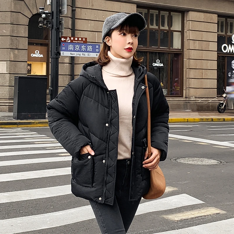 Женская Стеганая куртка на молнии однотонная теплая зимняя с хлопковой