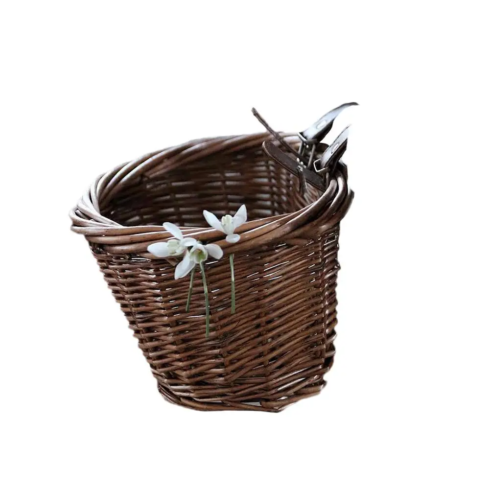 

Children's Bicycle Baskets 16 Inch Vintage Rattan Baskets Woven Wicker Student Bike Balance Car Baskets Dropshipping