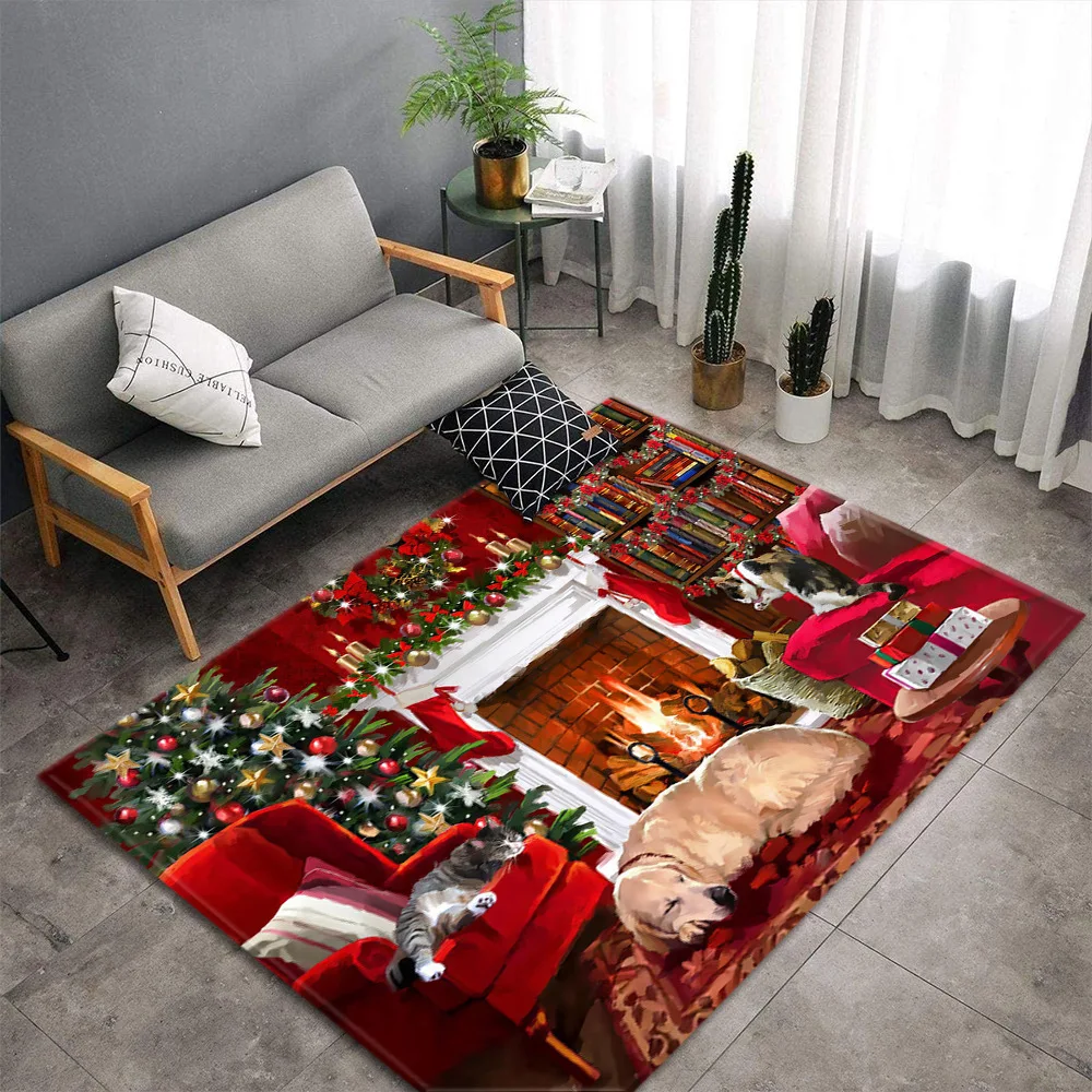 

Merry Christmas Party Carpets for Living Room Bedroom Area Rug Kids Room Decor Carpet Home Hallway Rugs Child Bedside Floor Mats