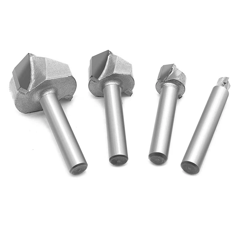 4Pcs 90-Degree V Groove Router Bit Titanium Coated Carbide-Tipped 2-Flute Cnc Engraving Woodworking Chamfer Bevel Cutter 1 | Инструменты